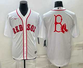 Men%27s Boston Red Sox Big Logo White Stitched MLB Cool Base Nike Jersey